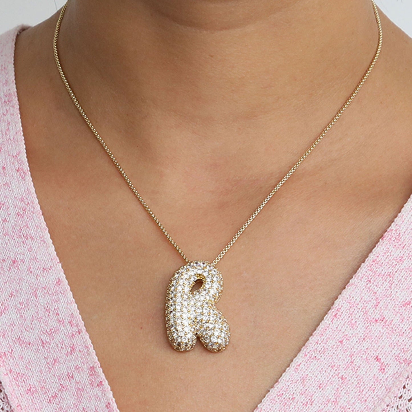 14K Gold Celebrity Initial Pendant Necklace -