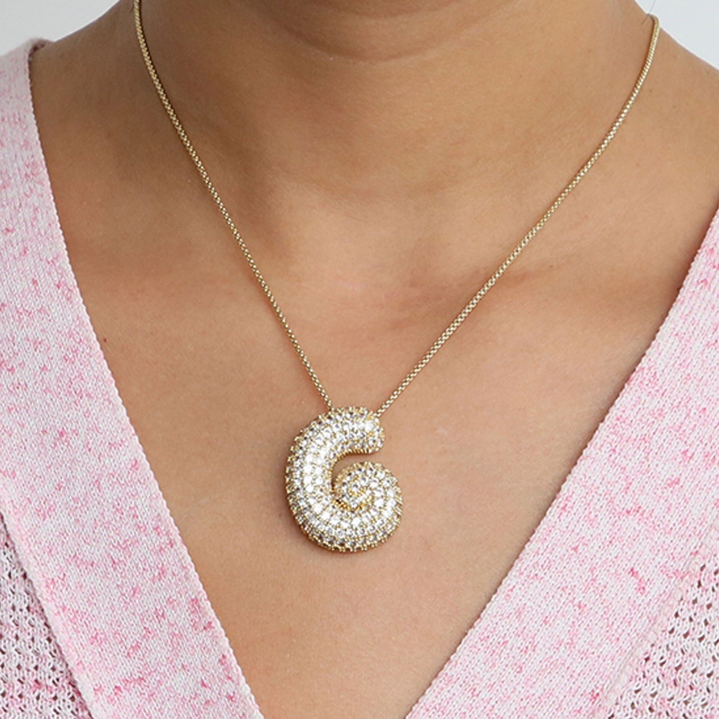 14K Gold Celebrity Initial Pendant Necklace -