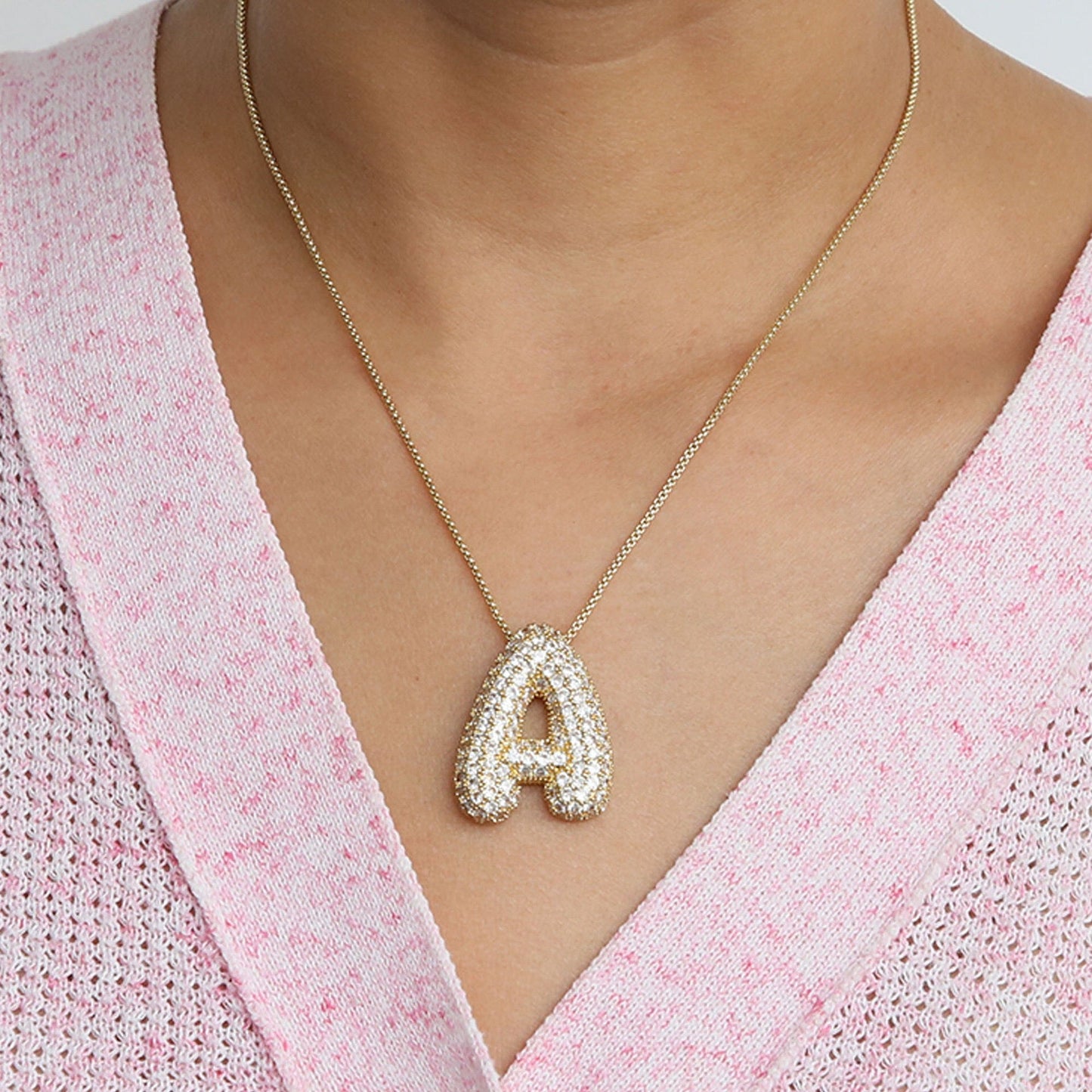 14K Gold Celebrity Initial Pendant Necklace -