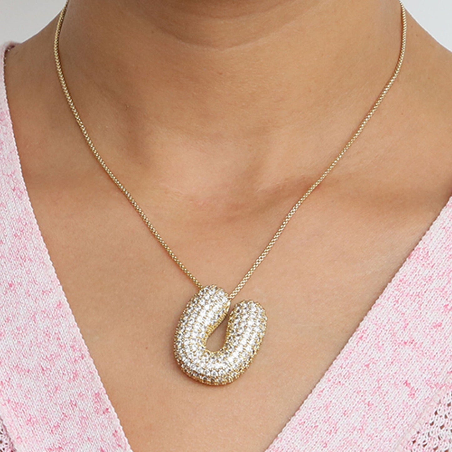 14K Gold Celebrity Initial Pendant Necklace -