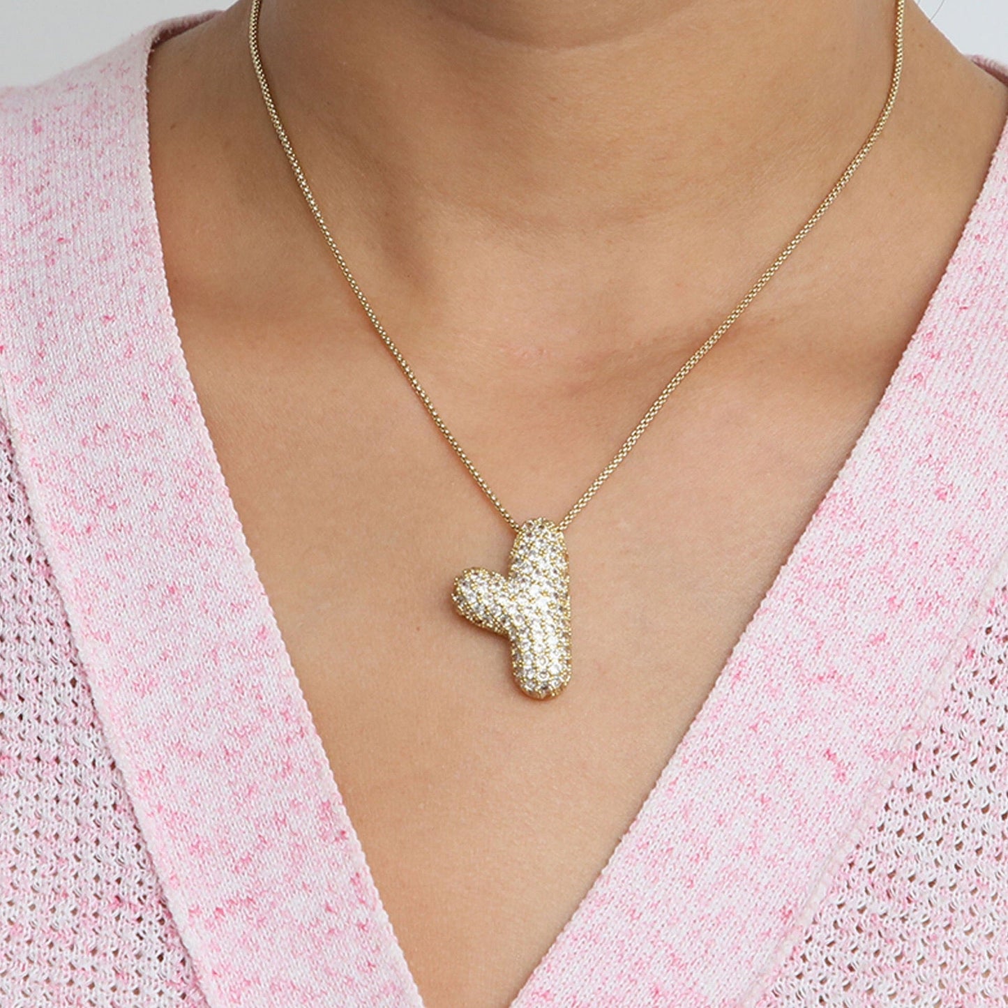 14K Gold Celebrity Initial Pendant Necklace -