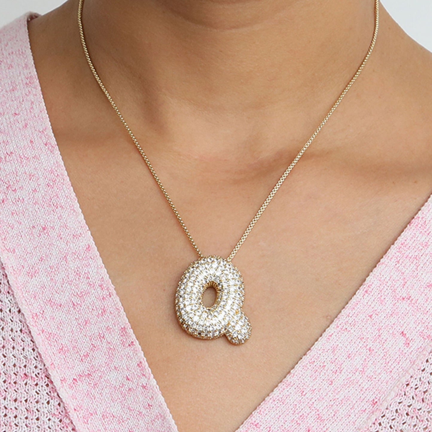 14K Gold Celebrity Initial Pendant Necklace -