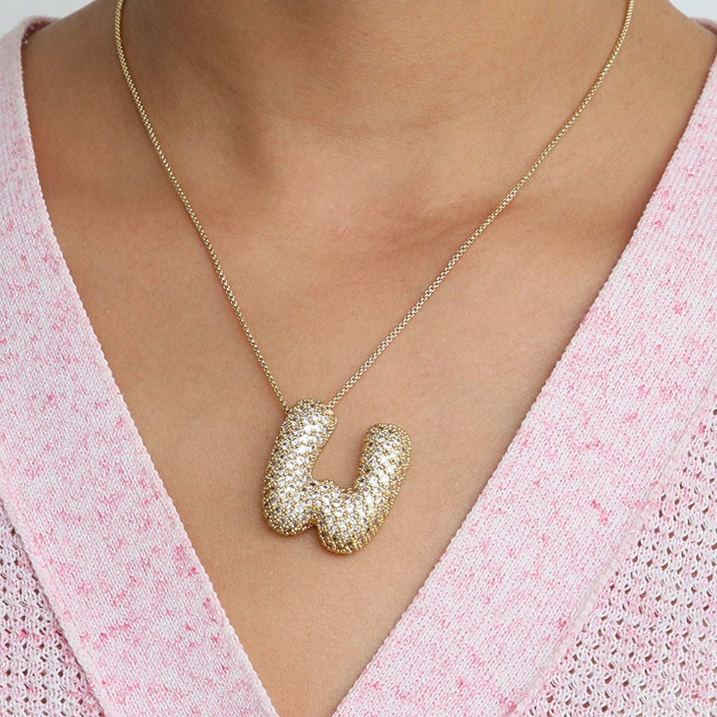 14K Gold Celebrity Initial Pendant Necklace -