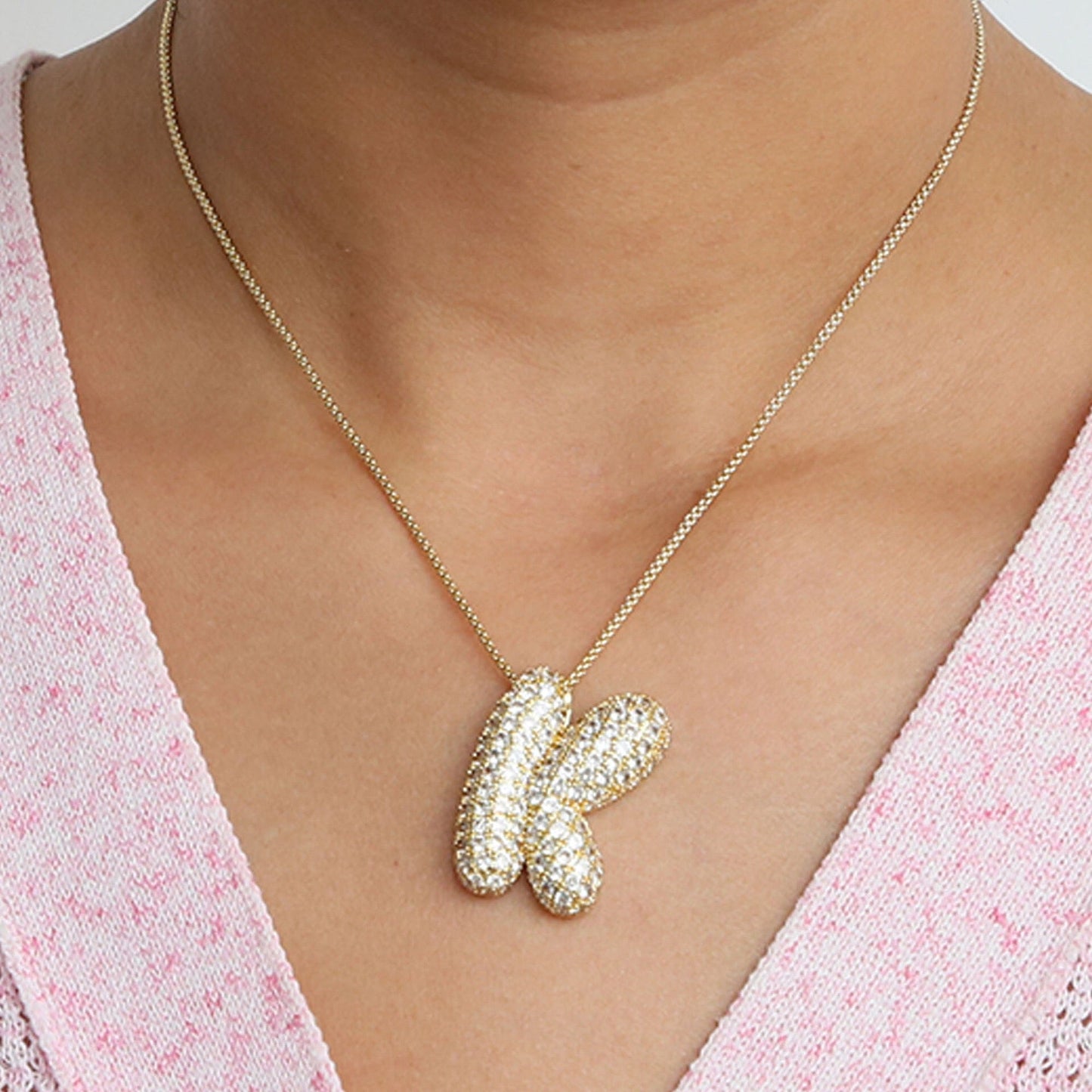 14K Gold Celebrity Initial Pendant Necklace -
