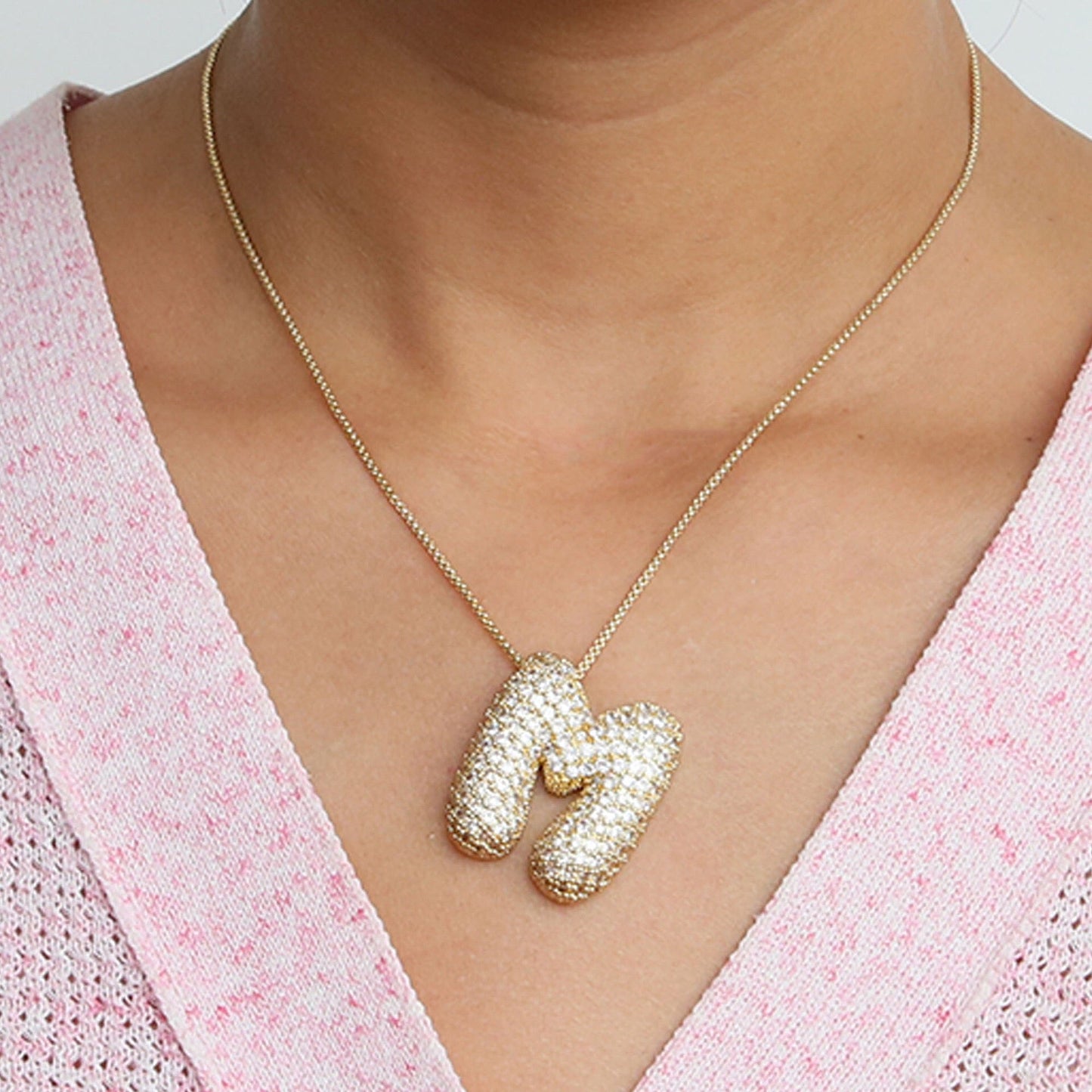 14K Gold Celebrity Initial Pendant Necklace -