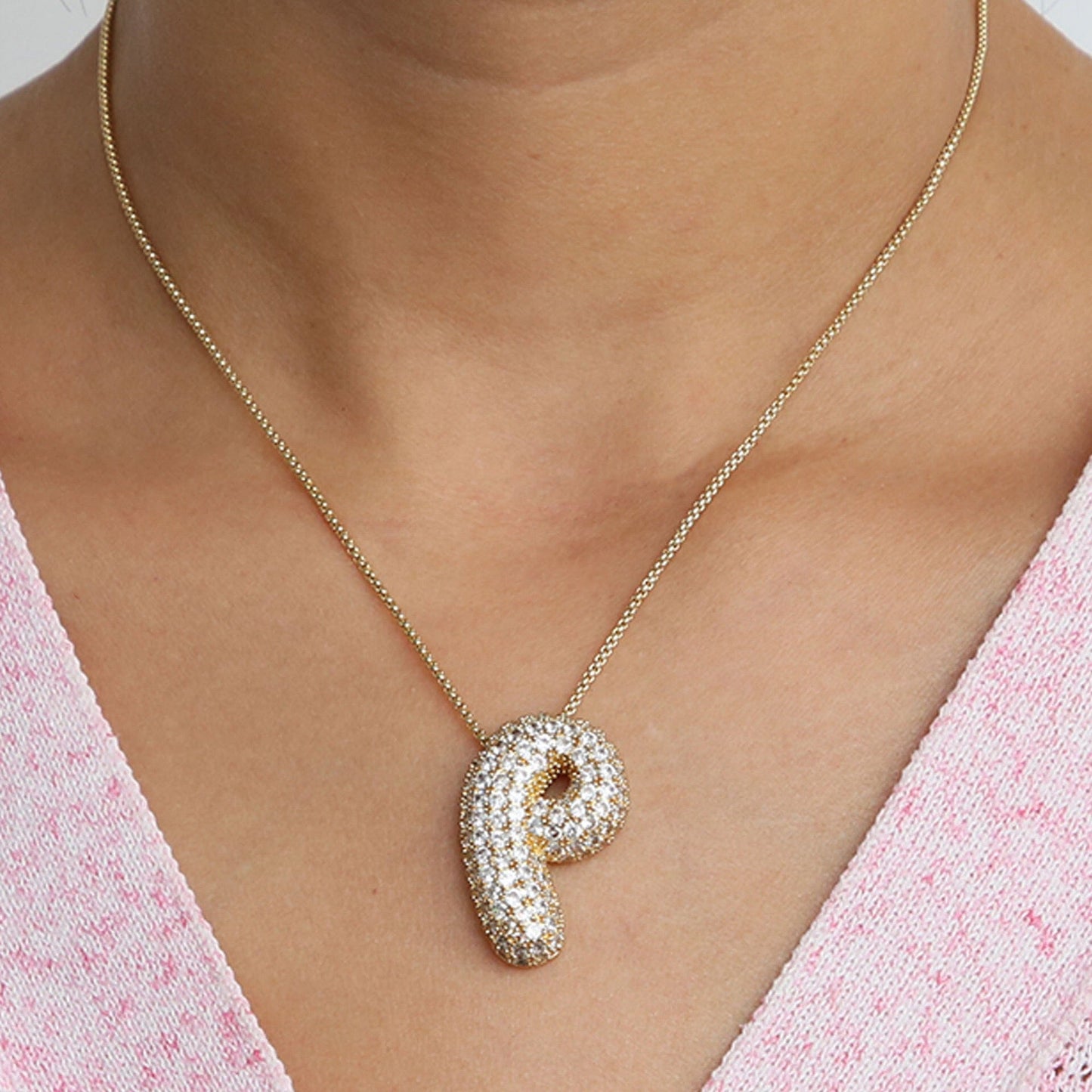 14K Gold Celebrity Initial Pendant Necklace -