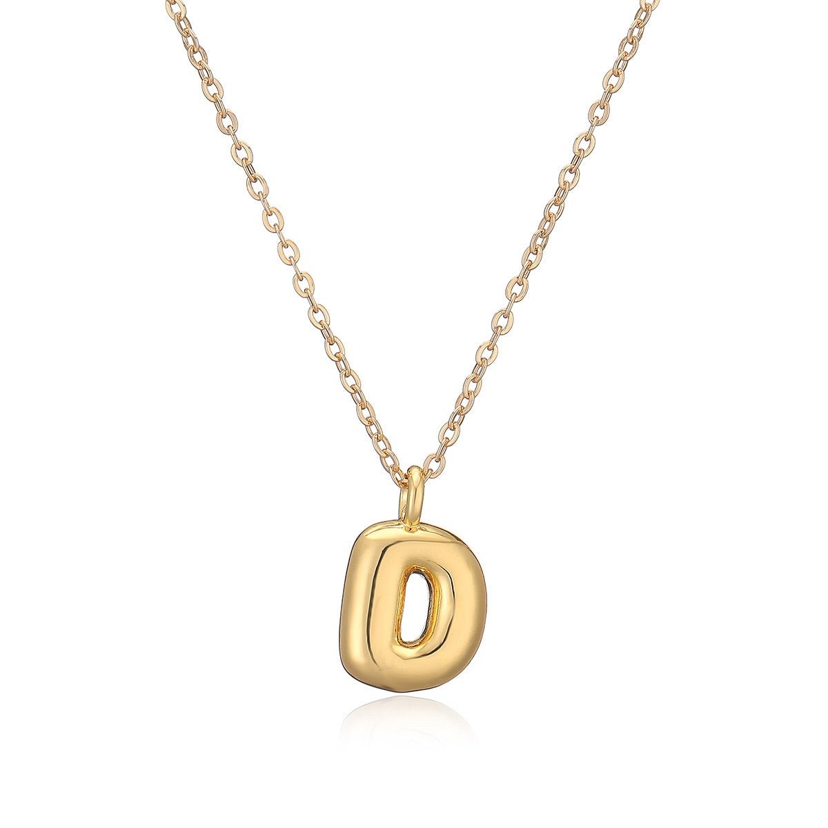 14K Gold Puffy Letter Initial Pendant Necklace -