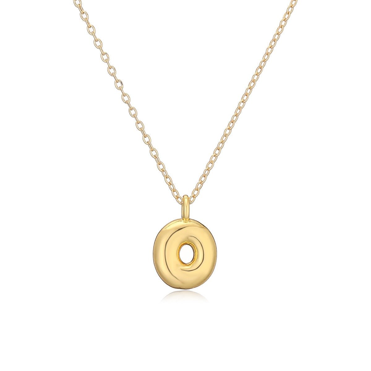 14K Gold Puffy Letter Initial Pendant Necklace -