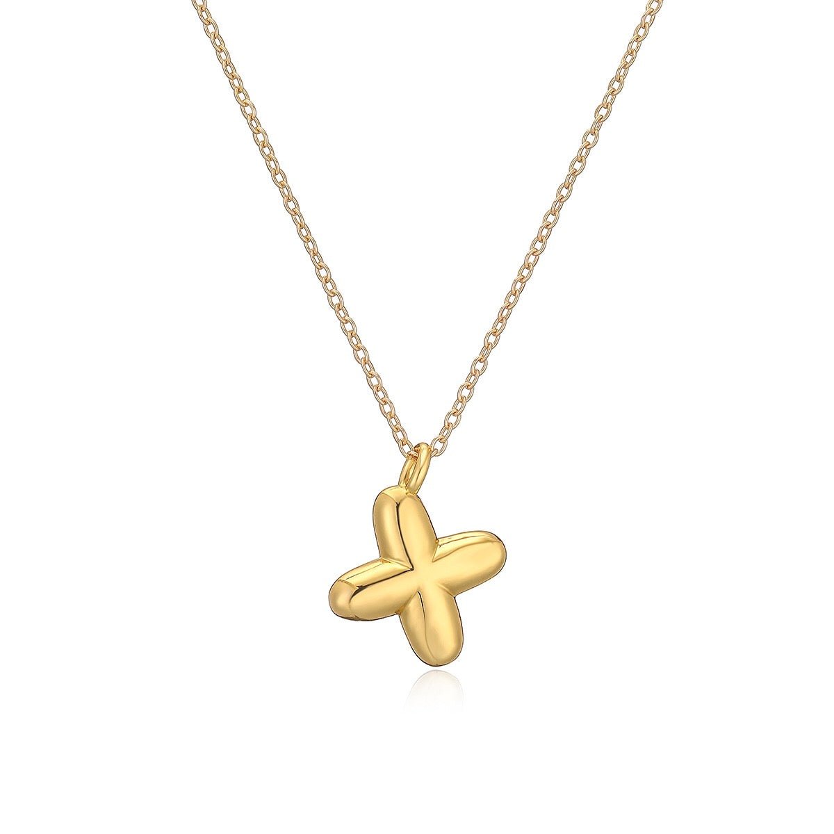 14K Gold Puffy Letter Initial Pendant Necklace -