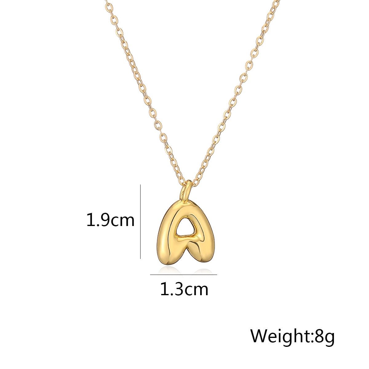14K Gold Puffy Letter Initial Pendant Necklace -