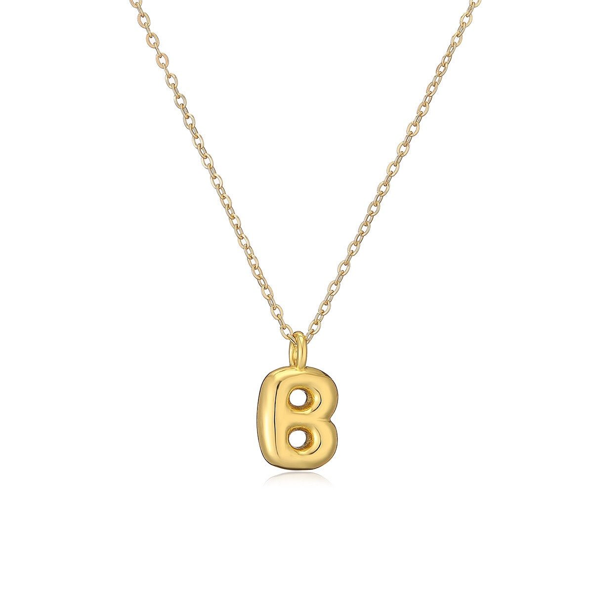 14K Gold Puffy Letter Initial Pendant Necklace -