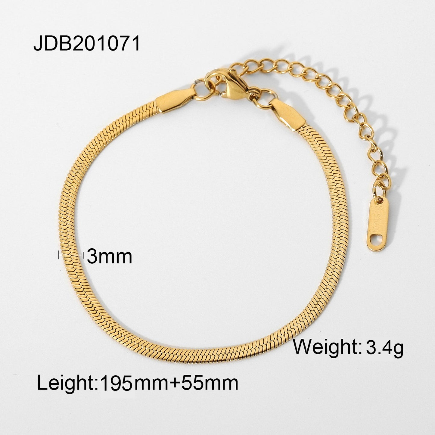 18K Gold Classic Herringbone Bracelet