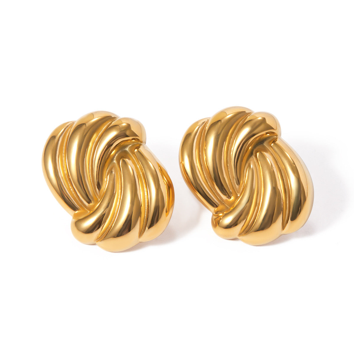 18K Gold Ocean Wave Statement Stud Earrings