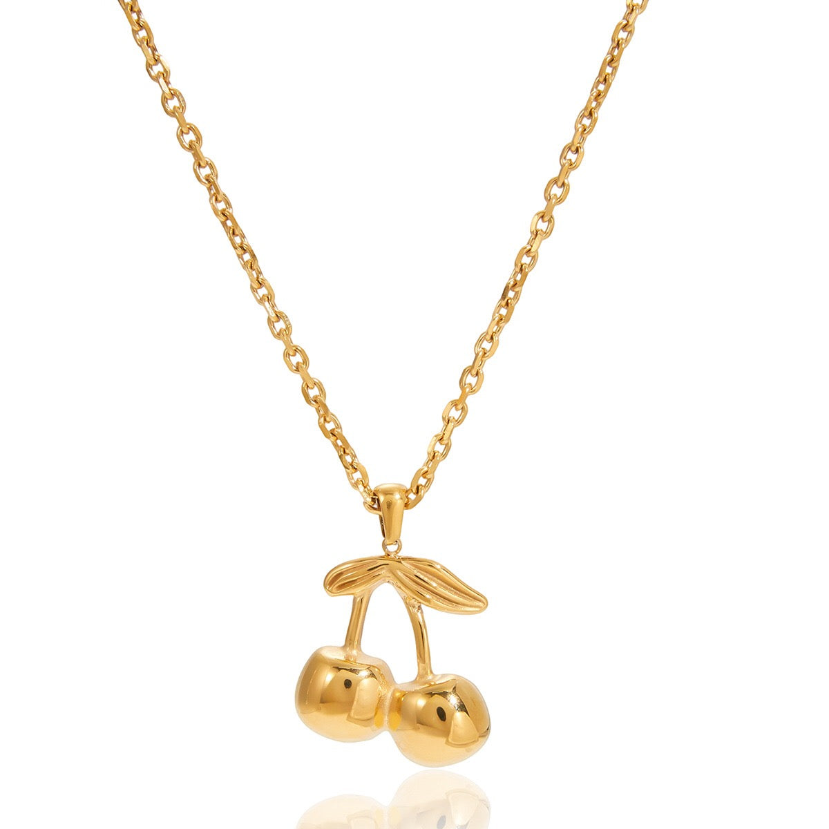 18K Gold Cherry Crush Pendant Cute Necklace