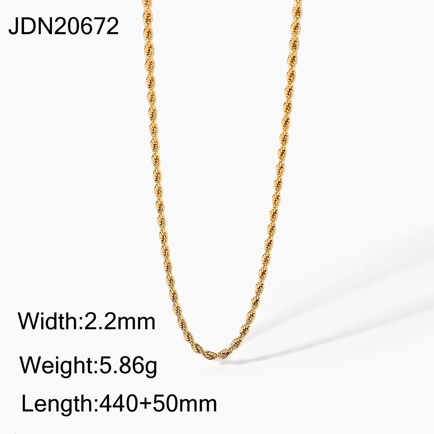 18K Gold Rope Chain Necklace