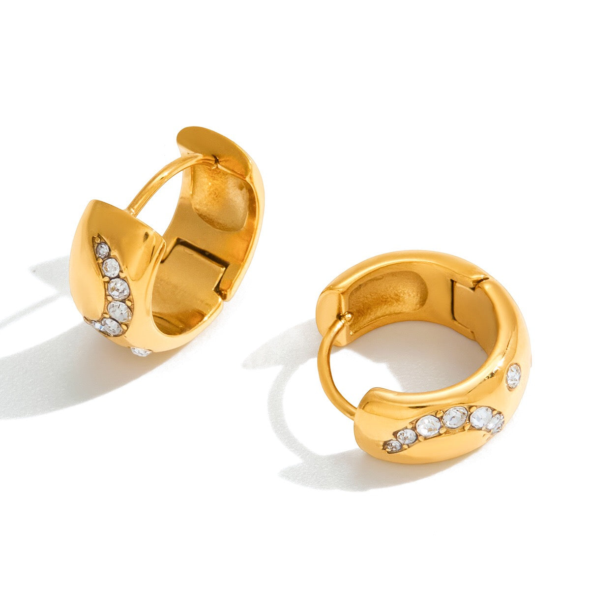 18K Gold Refined Glow Small Hoop Huggie Earrings Ear Cuffs Stack