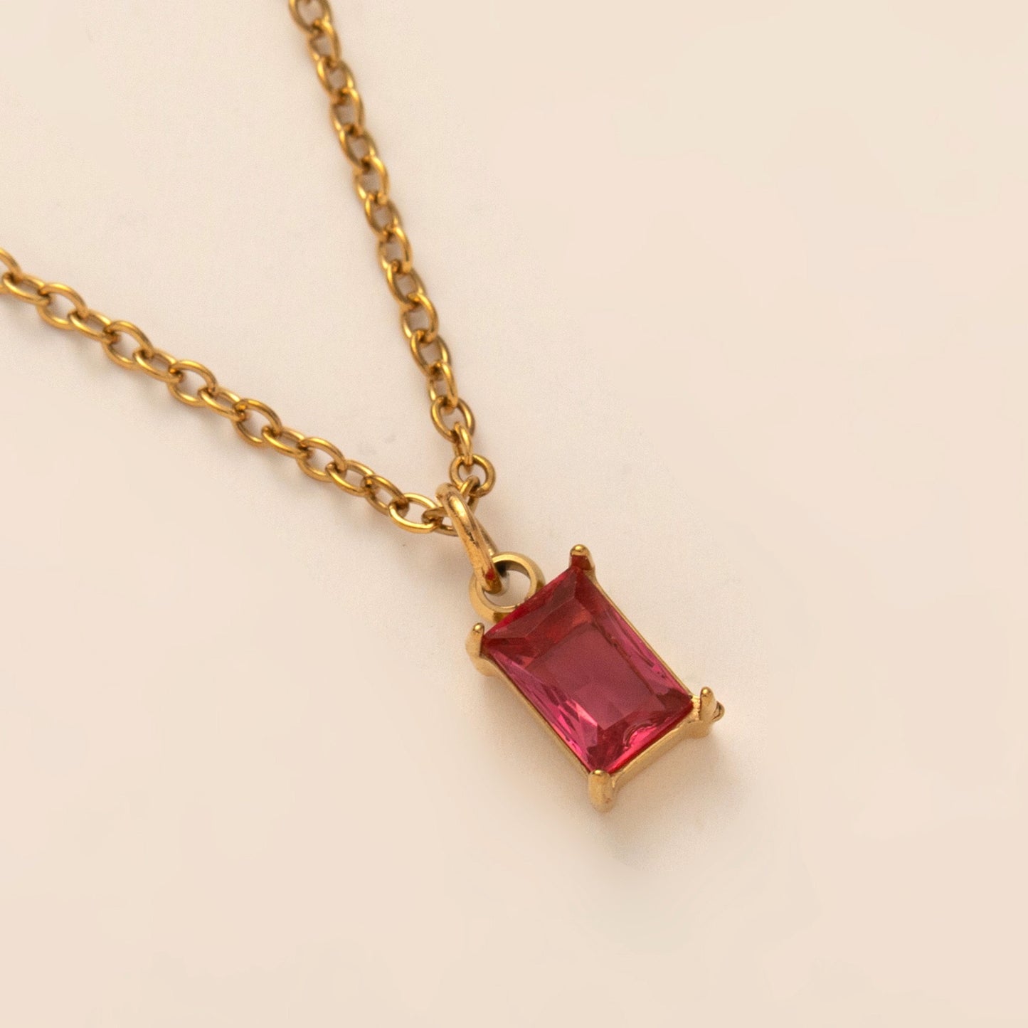 18K Gold Dainty Birthstone Pendant Necklace