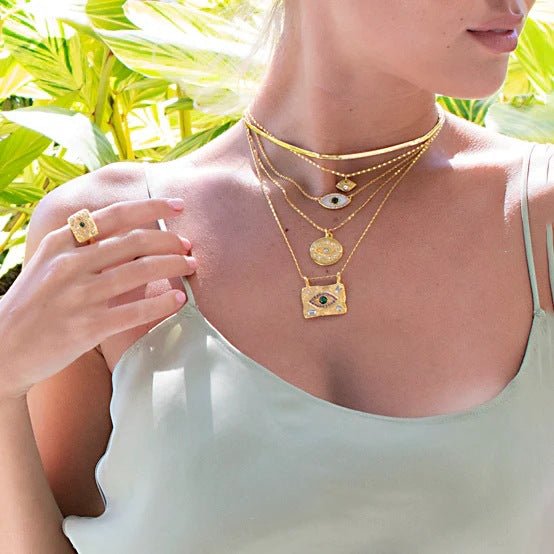 18K Bling Evil Eye Ring/Necklace -