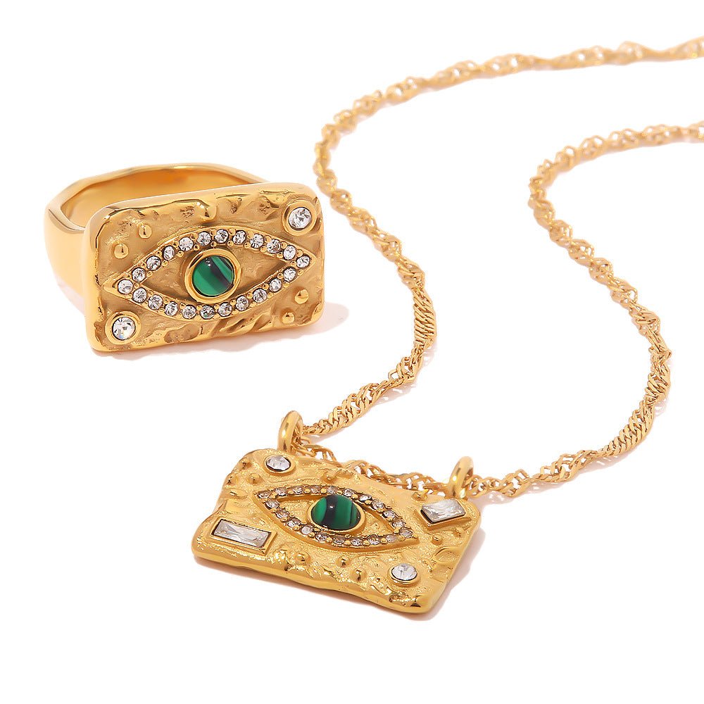 18K Bling Evil Eye Ring/Necklace -