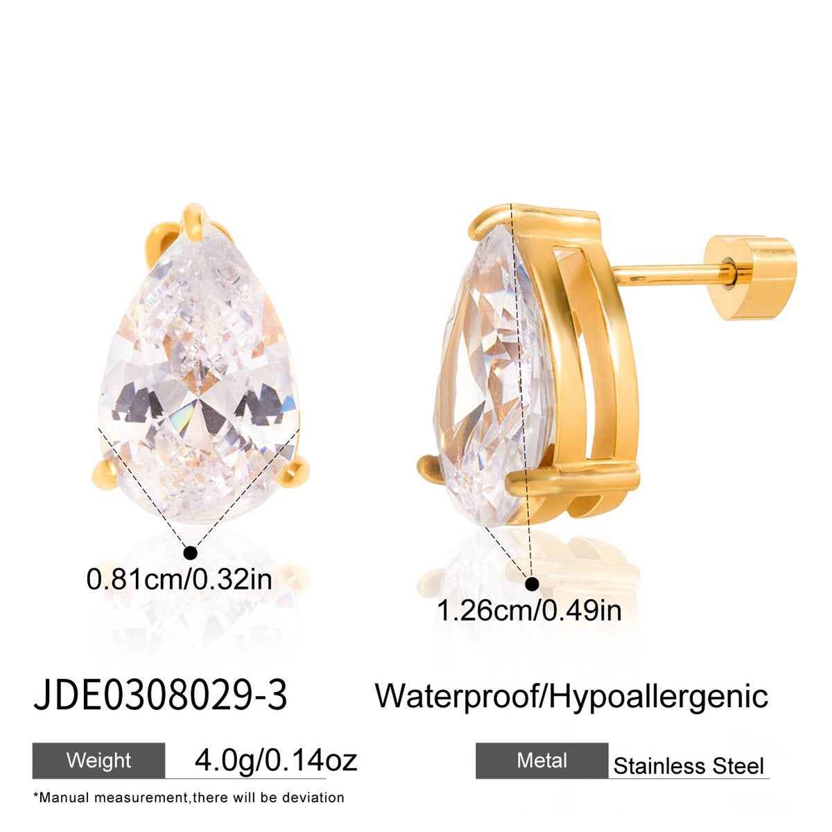 18K Gold Essential Elegance Flat Back Stud Earrings