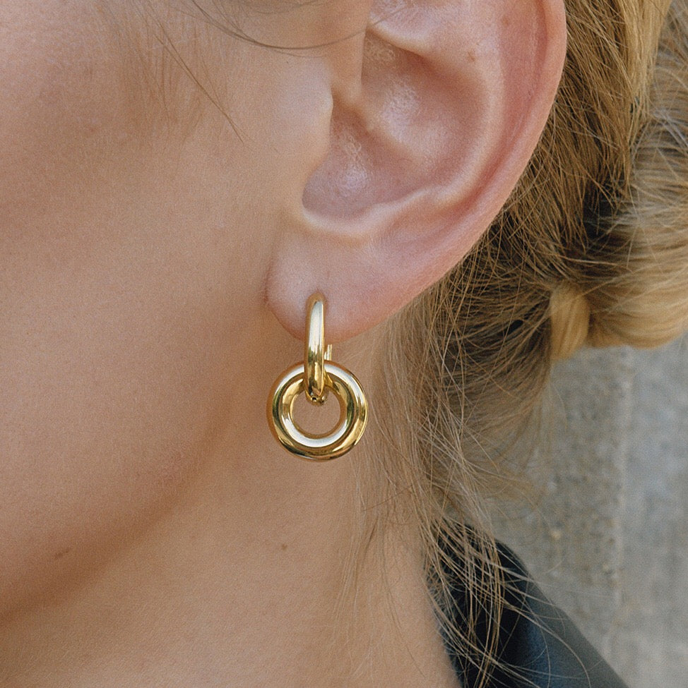 18K Gold Golden Muse Small Hoop Huggie Earrings
