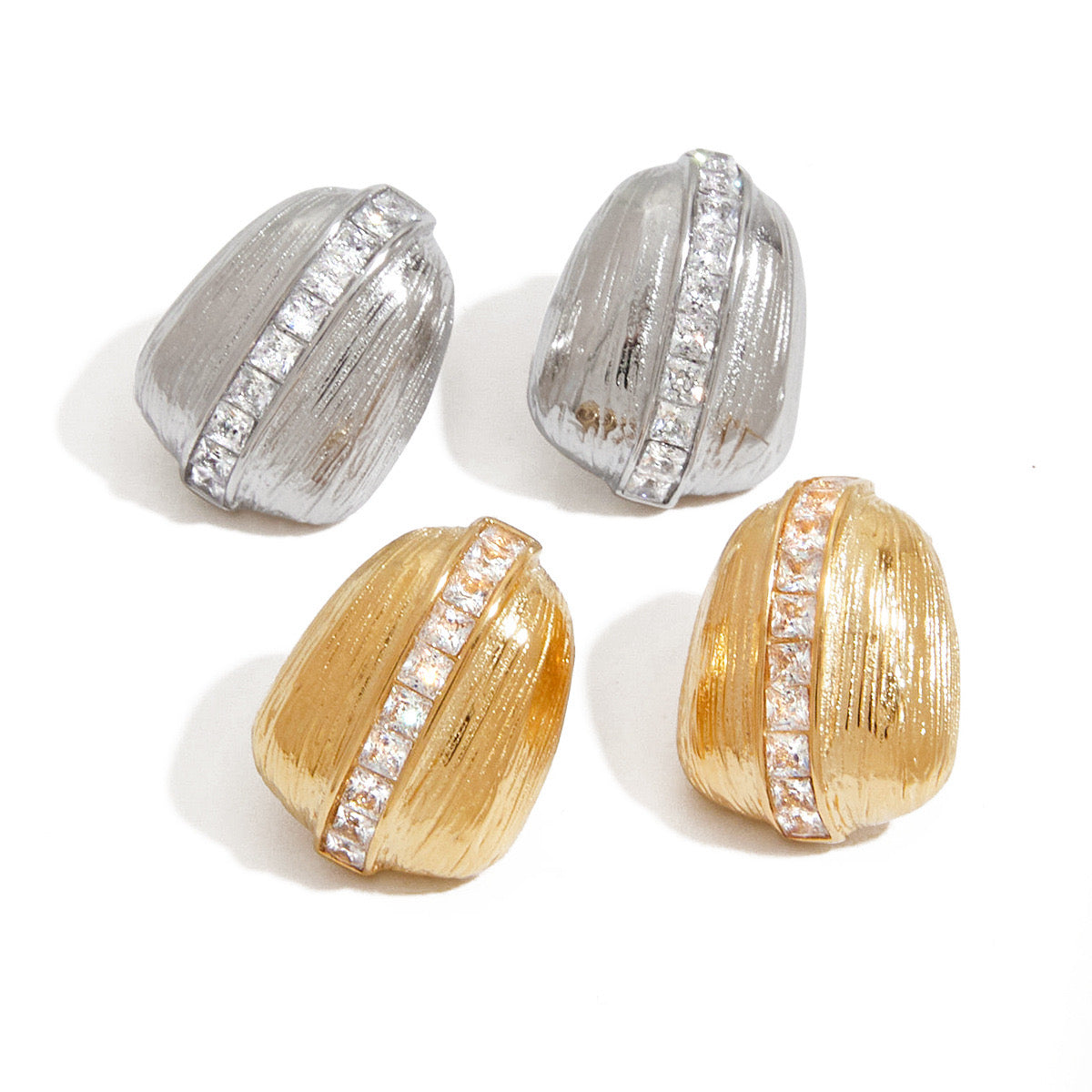 18K Gold Bling Coffee Bean Statement Stud Earrings