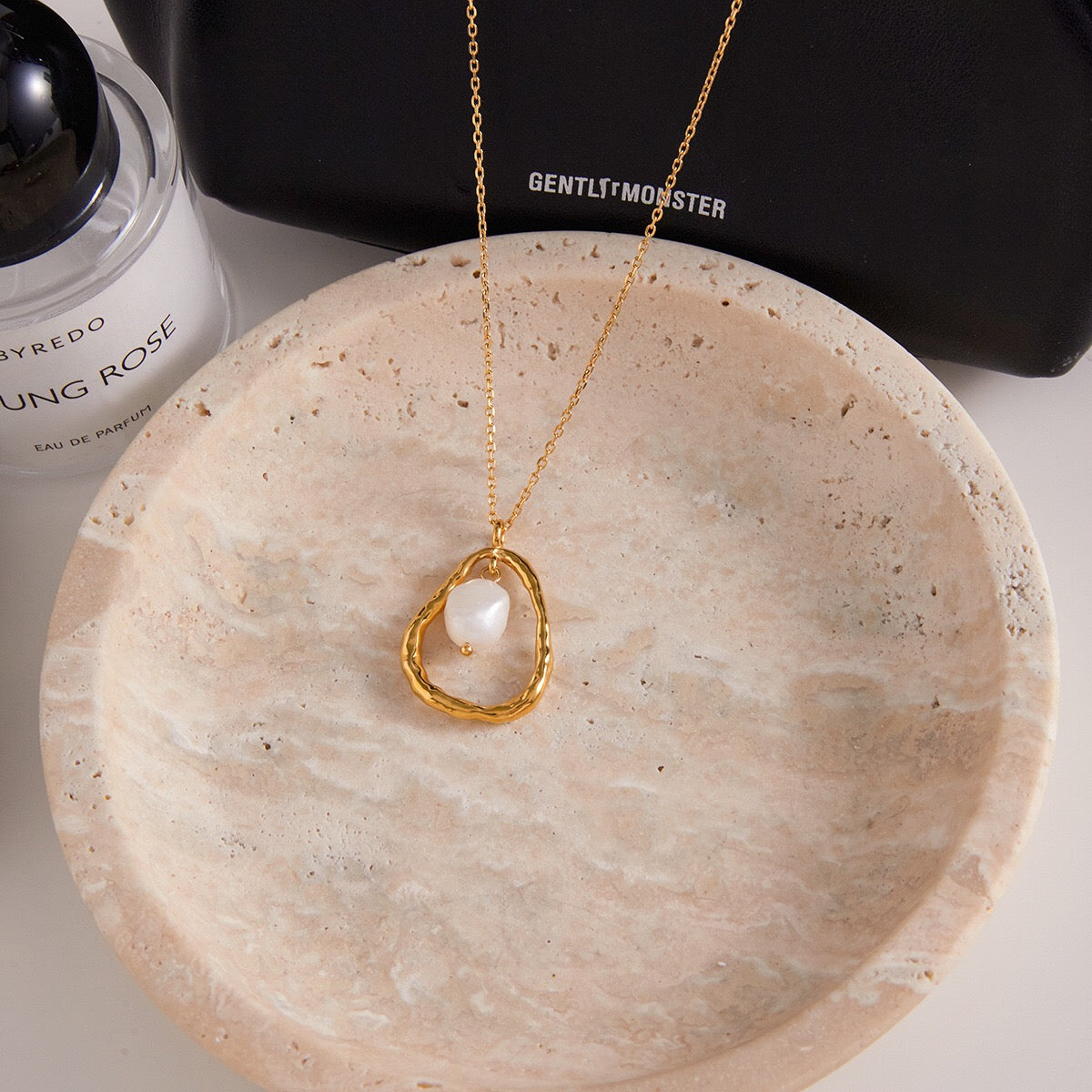 18K Gold Pearl Whisper Dainty Pendant Necklace