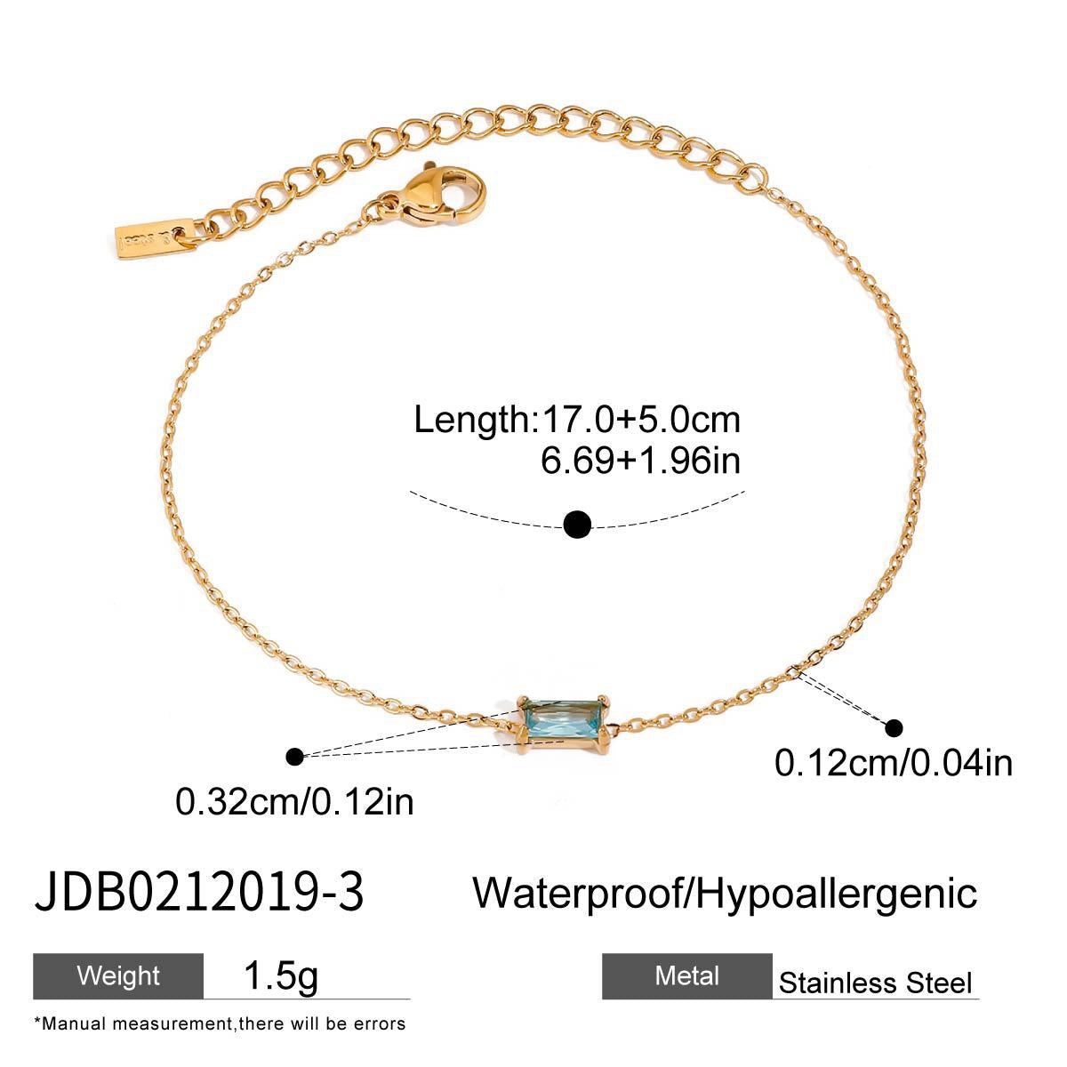 18K Gold Color Birthstone Dainty Chain Bracelet