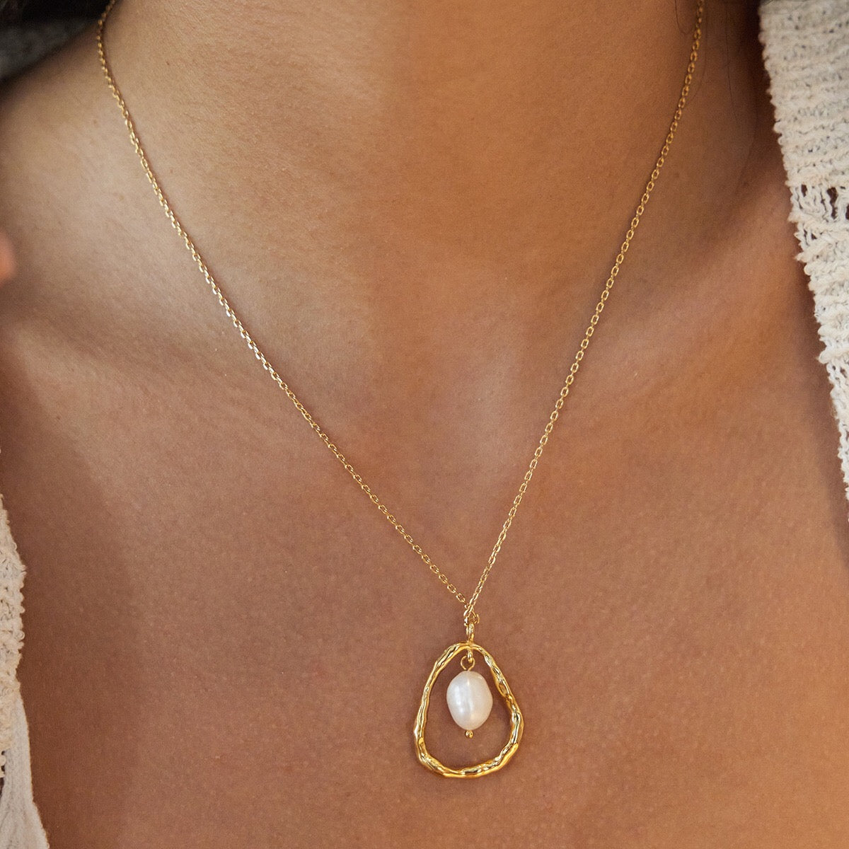 18K Gold Pearl Whisper Dainty Pendant Necklace