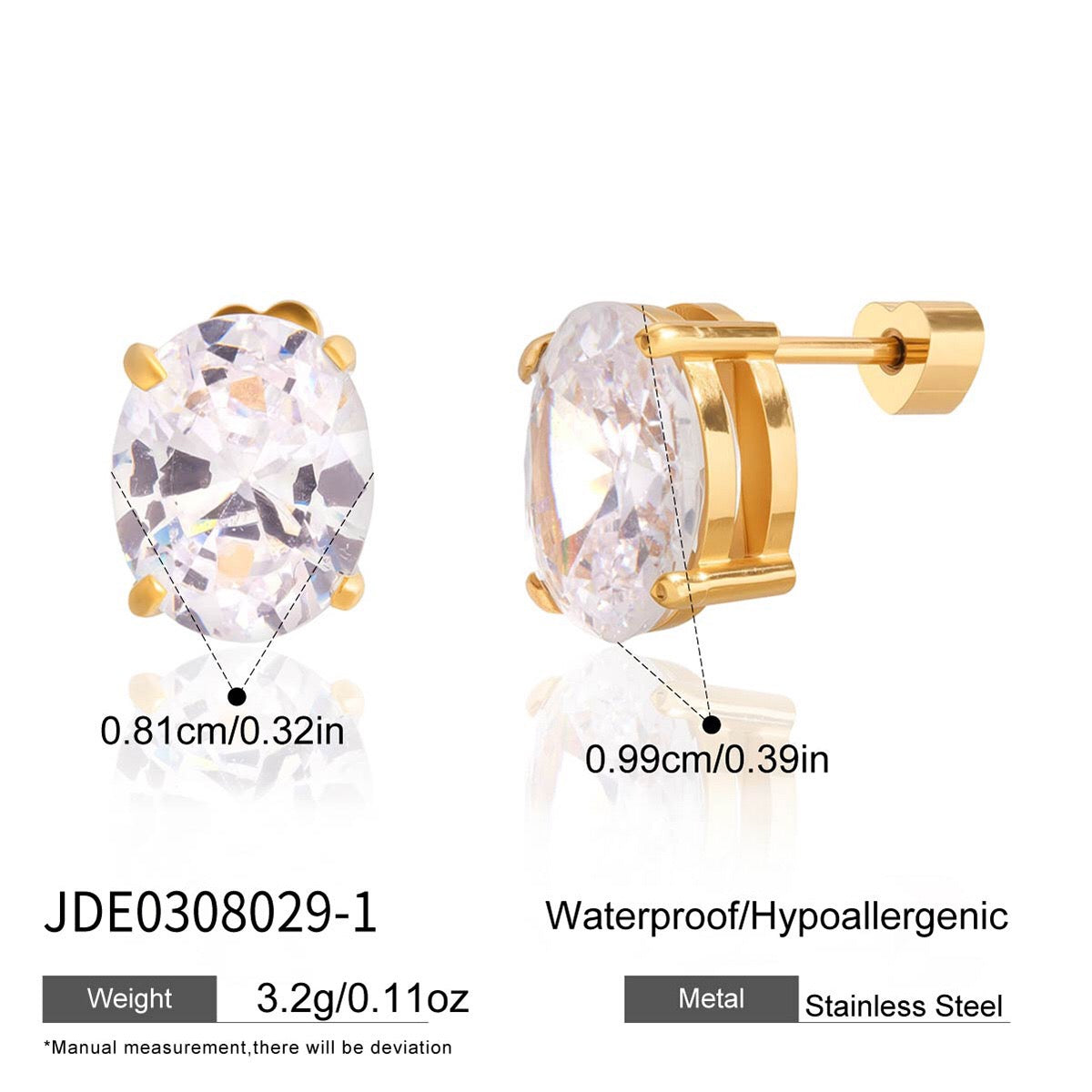 18K Gold Essential Elegance Flat Back Stud Earrings