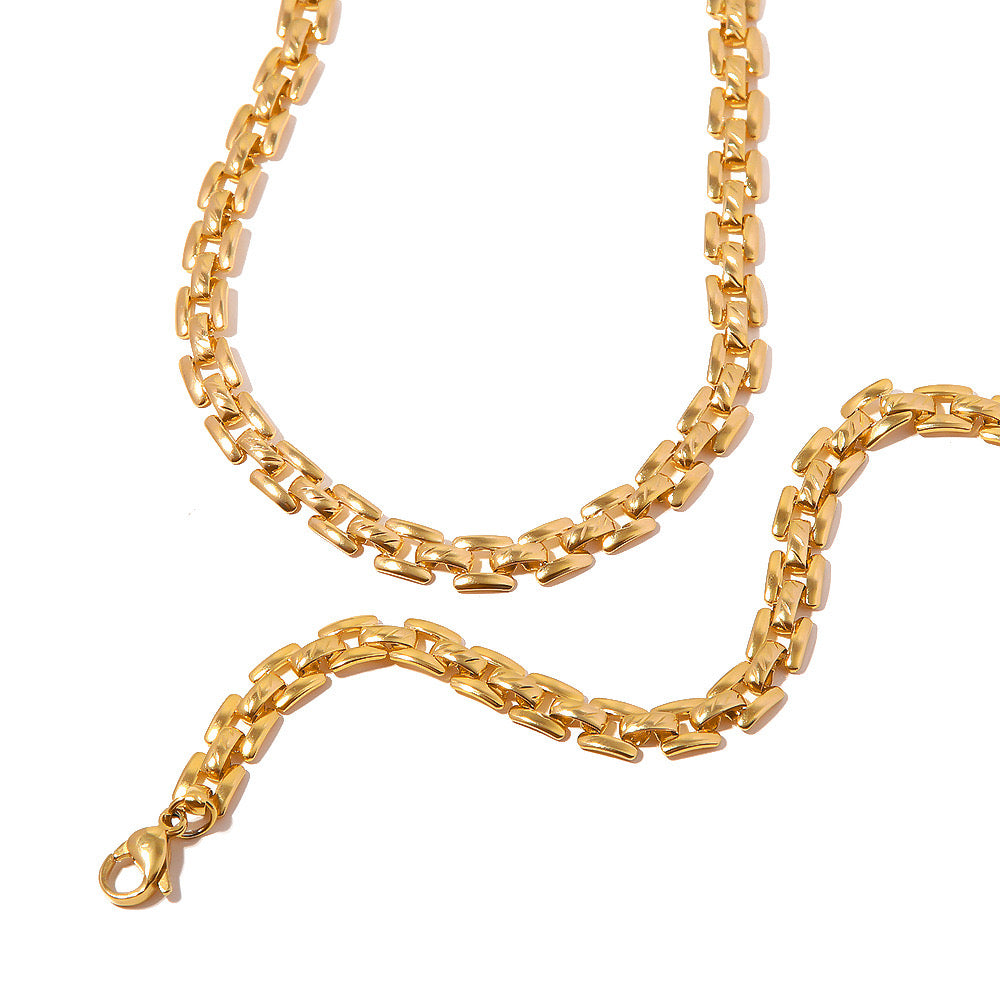18K Gold Slim Watch Band Choker Chain Necklace