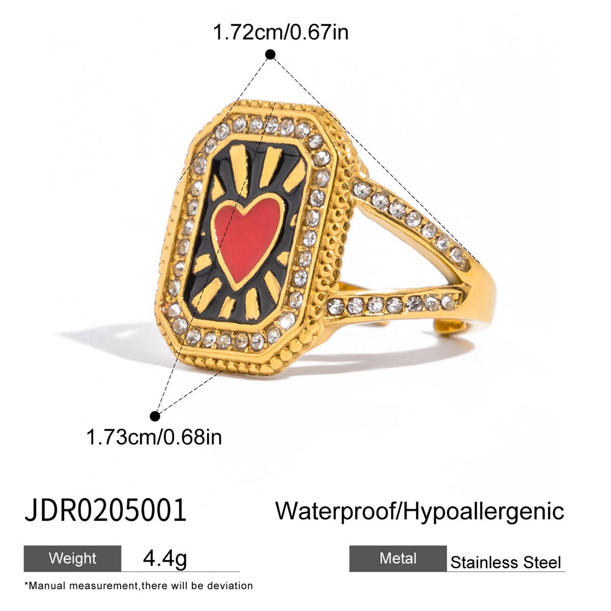 18K Gold Bejeweled Girl Boss Signet Statement Ring