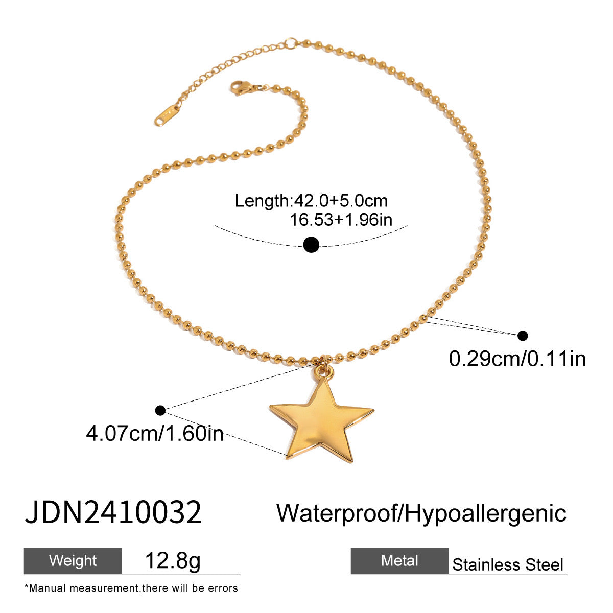 18K Gold Stars Shine Bright Beaded Chain Layered Necklace Set