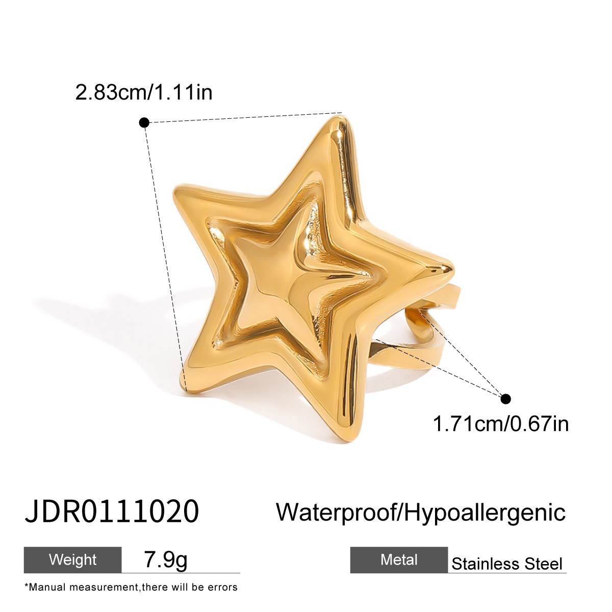 18K Gold Shiny Star Statement Ring