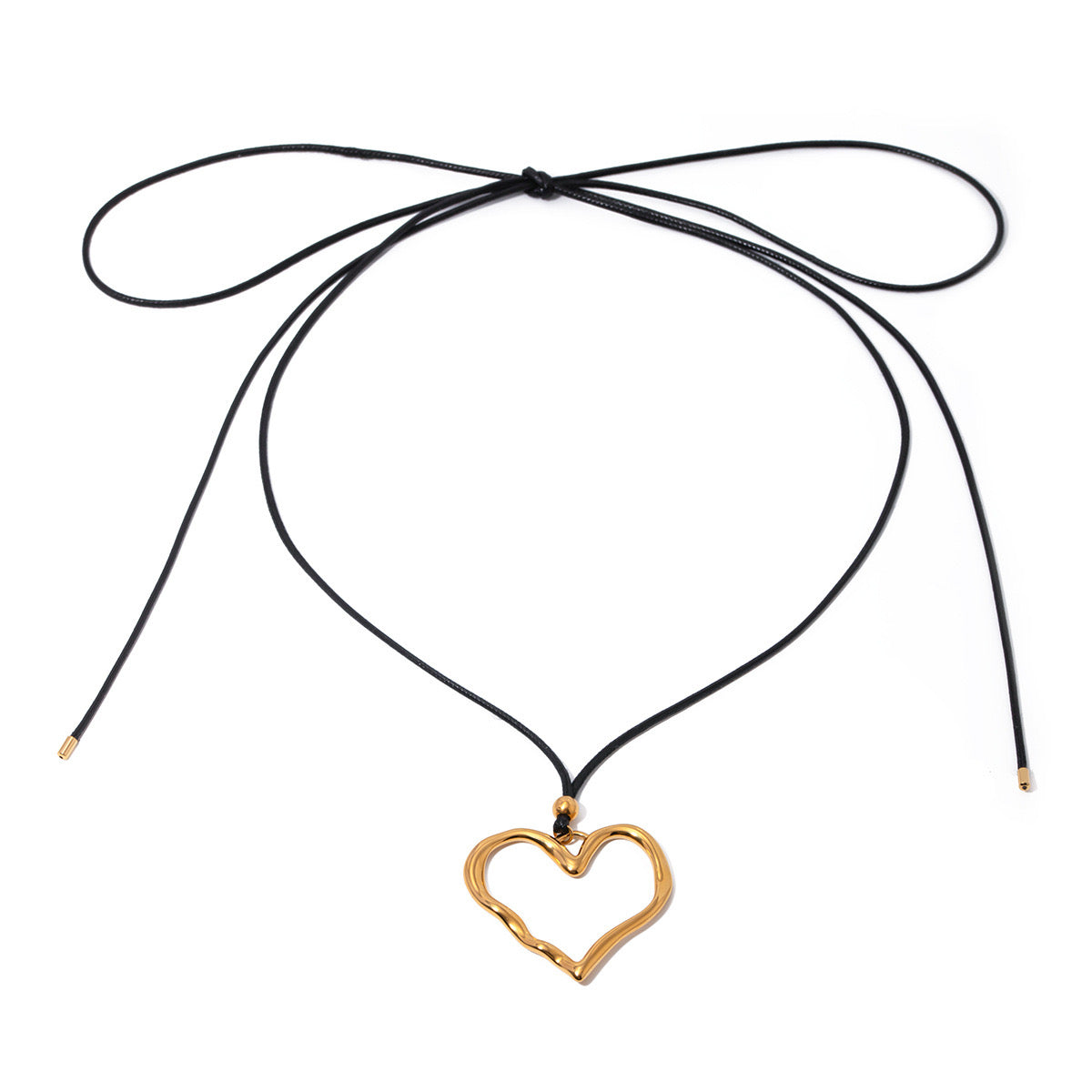 18K Gold Heart Statement Pendant Rope Necklace
