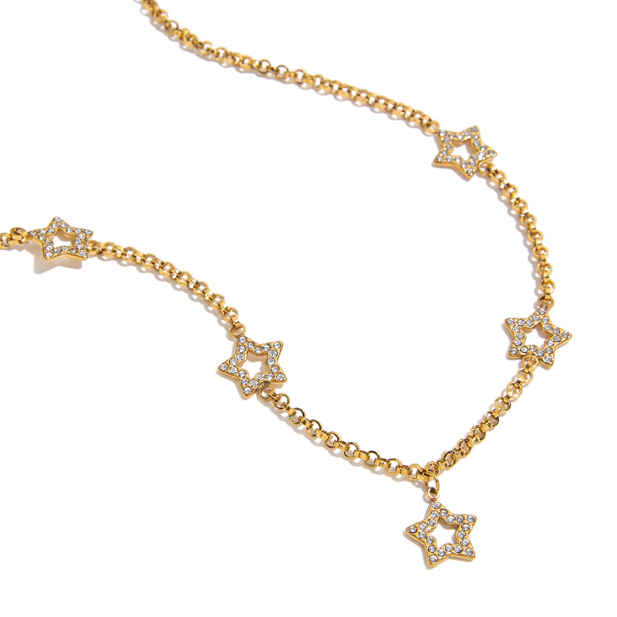 18K Gold Bling Star Chain Statement Necklace