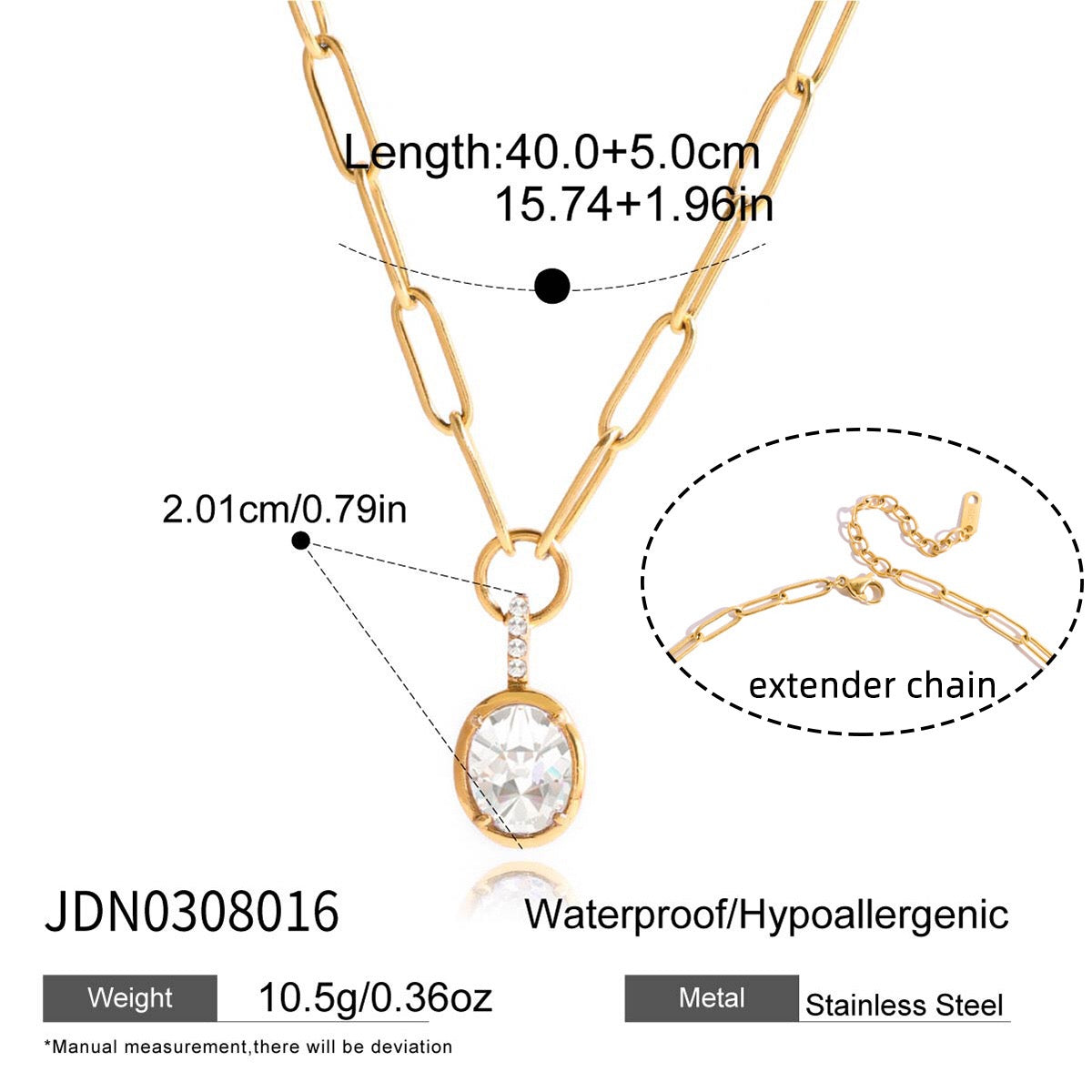 18K Gold Minimal Glow CZ Pendant Paperclip Beaded Chain Layered Necklace Set