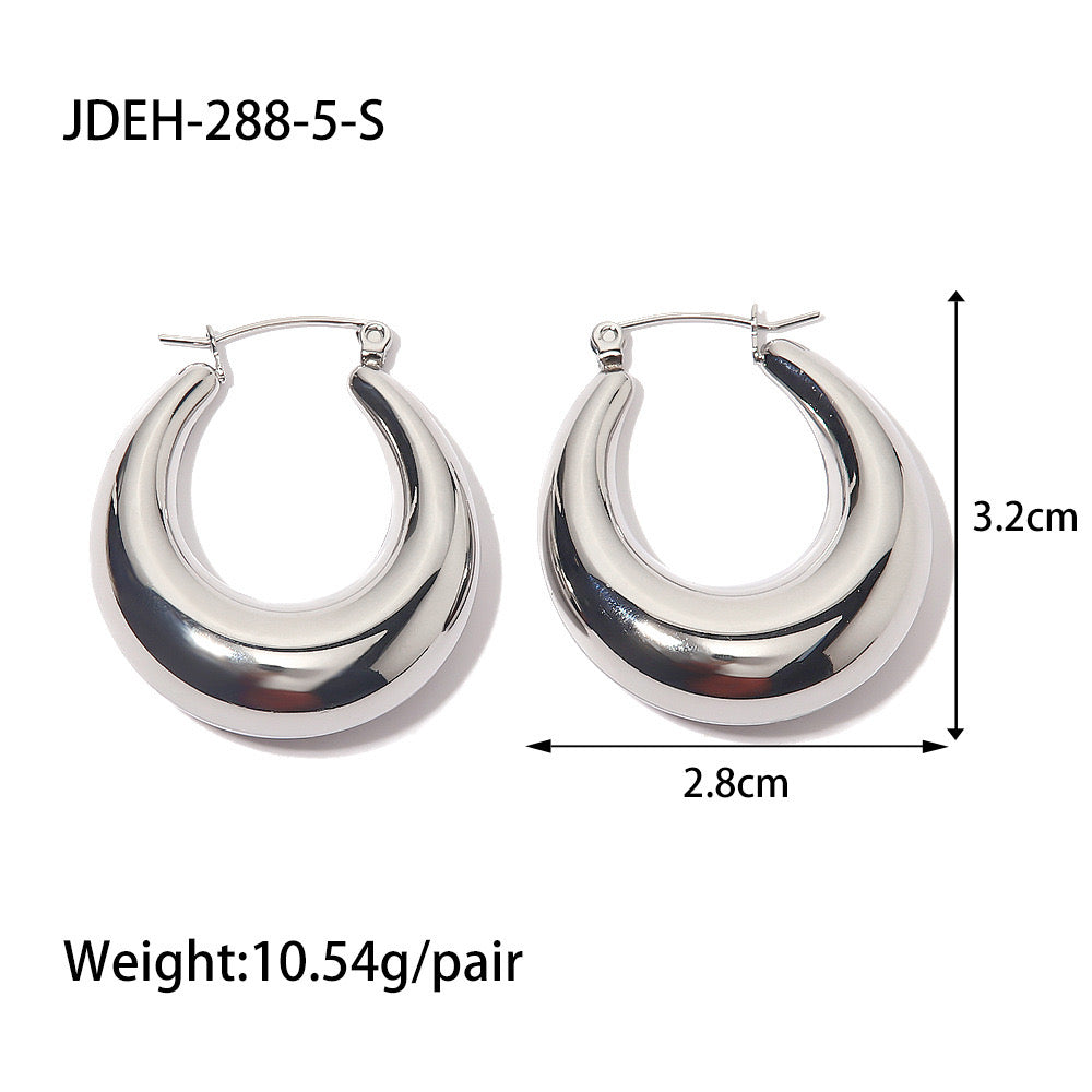 18K Gold Thick Huggie Small Hoop Earrings