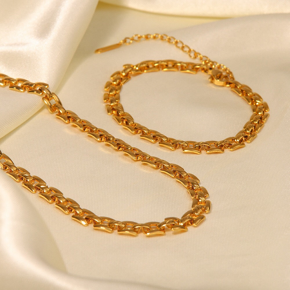 18K Gold Slim Watch Band Choker Chain Necklace