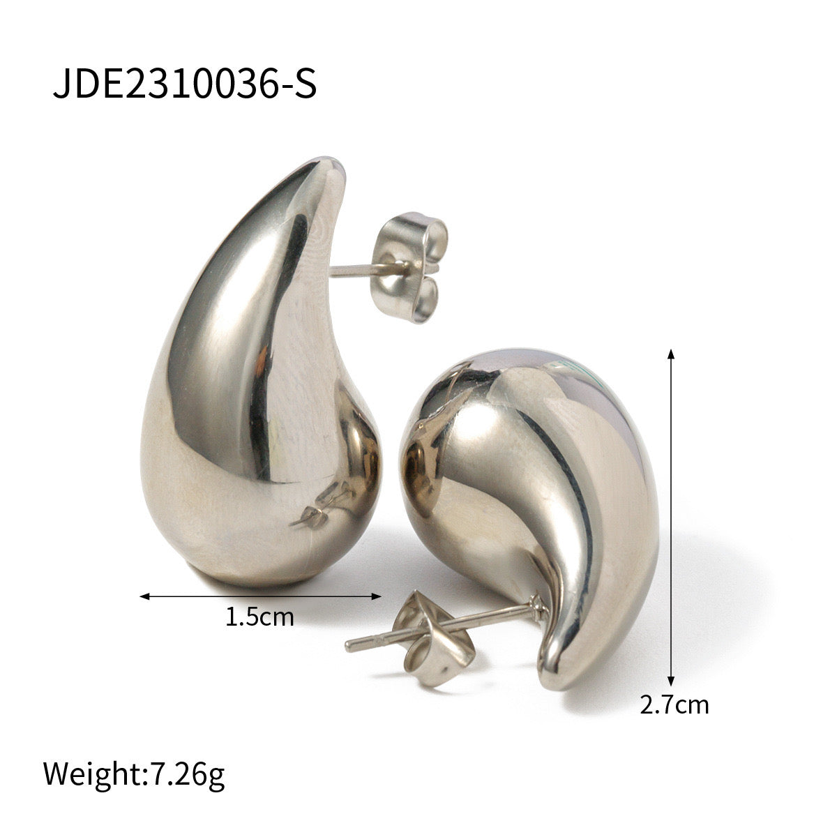 18K Gold Teardrop Stud Earrings