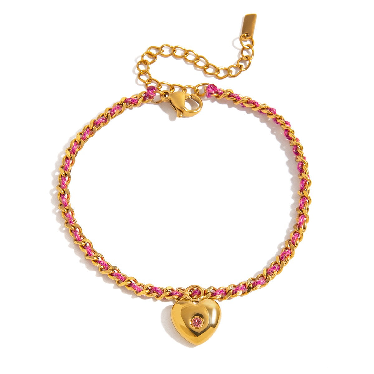 18K Gold Cozy String Chain Dainty Charm Bracelet