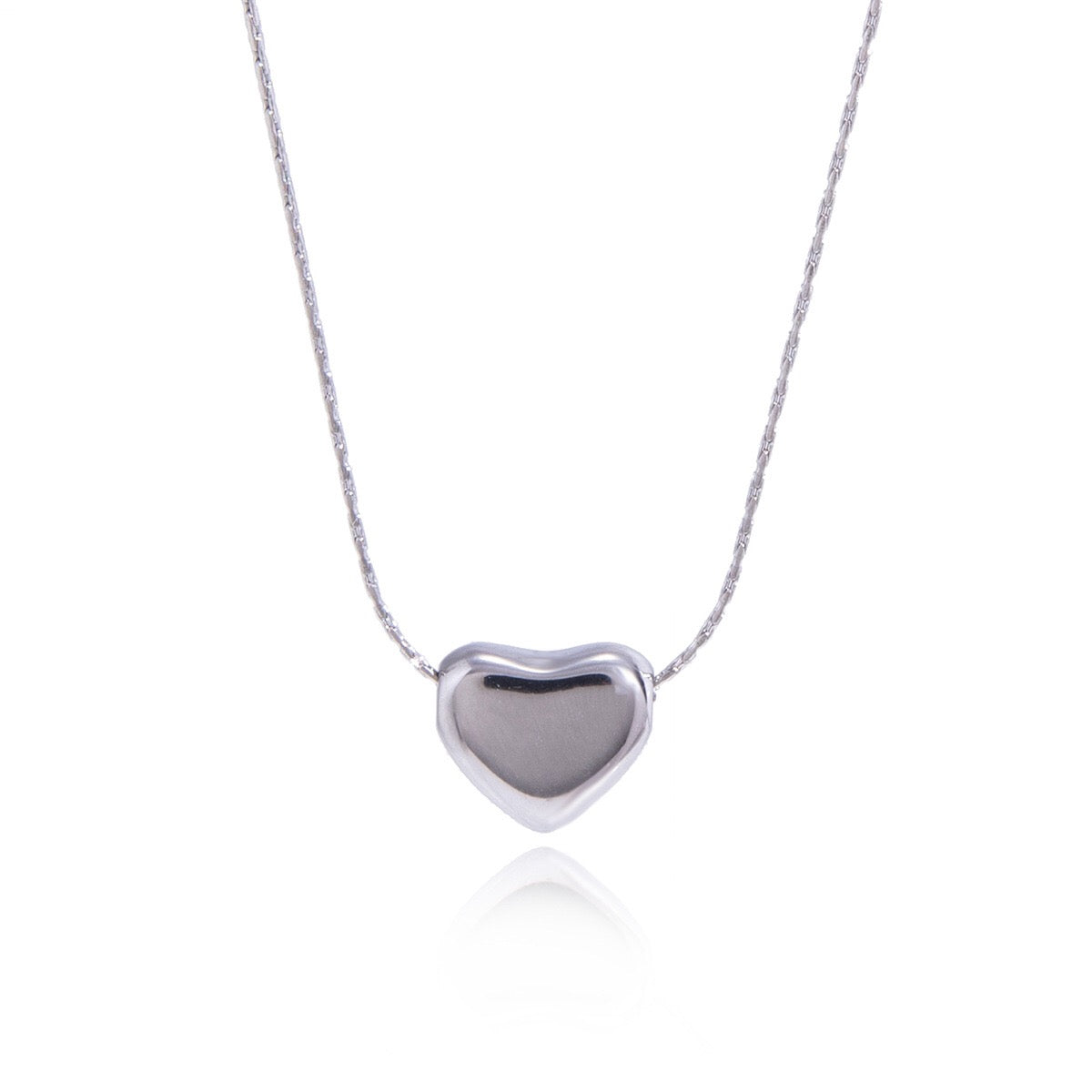 18K Gold and Silver Soft Crush Bubble Pendant Dainty Heart Layered Necklace Set