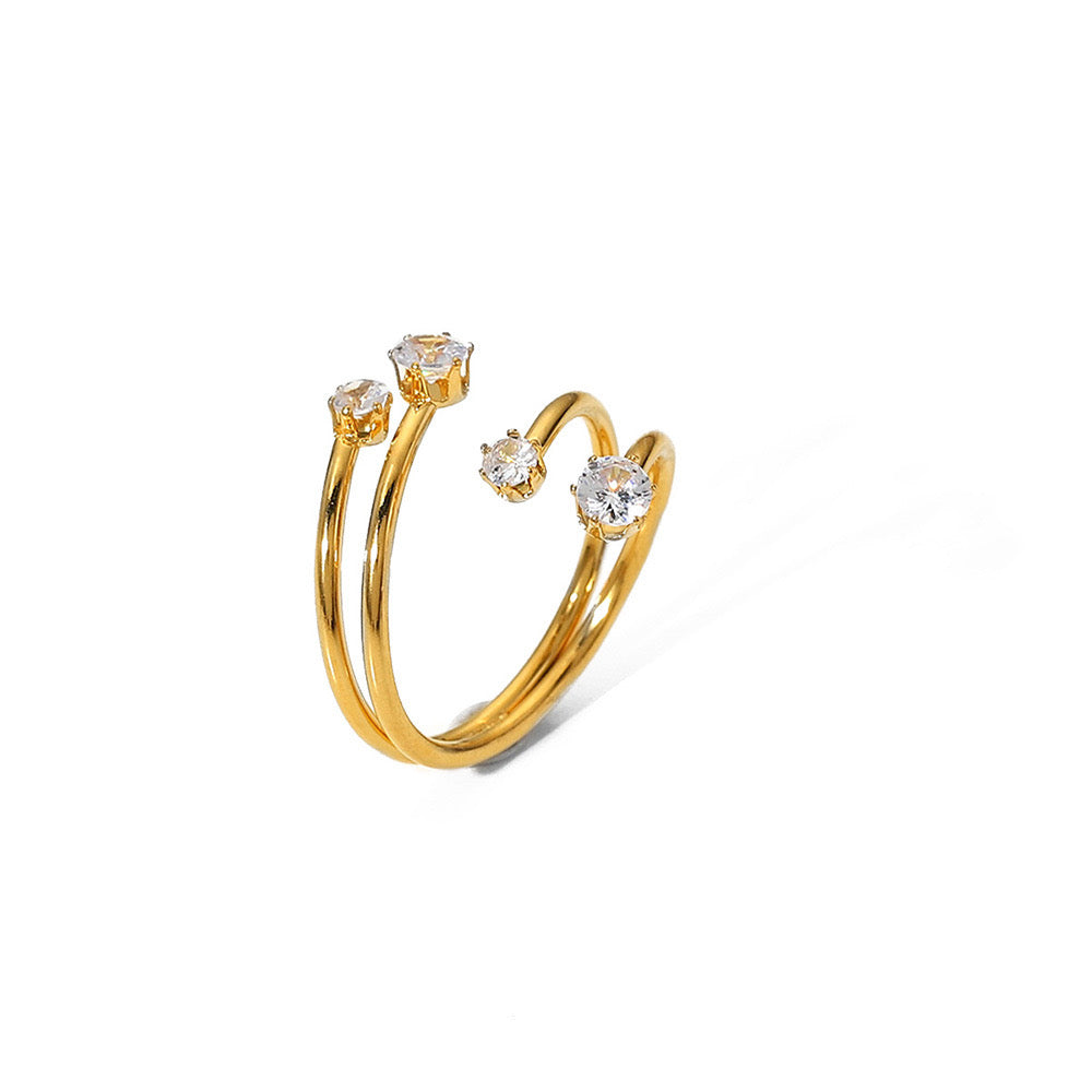 18K Gold Wandering Stars Cuff Ring