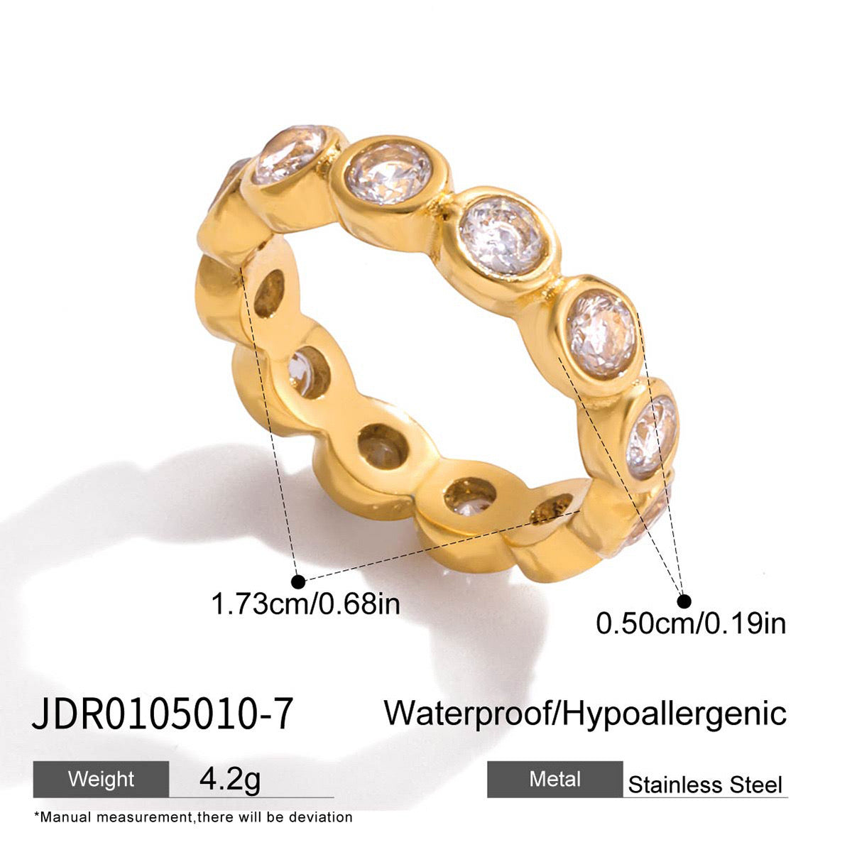 18K Gold Extra Shine Heart Eternity Tennis Ring