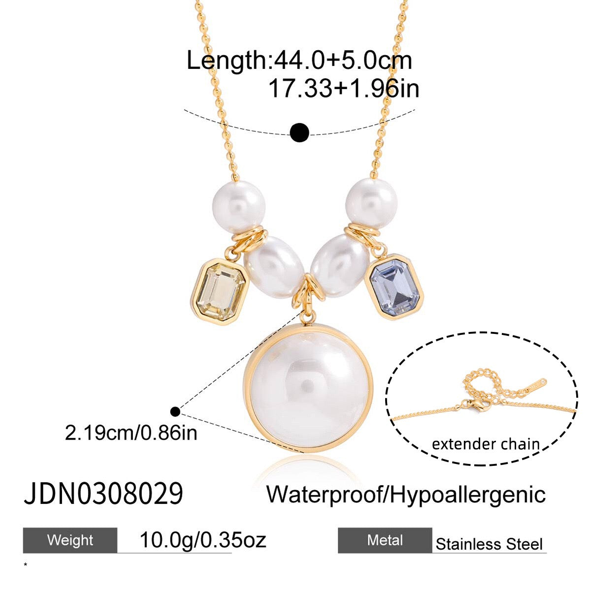 18K Gold Soft Harmony Pearl Charm Statement Necklace