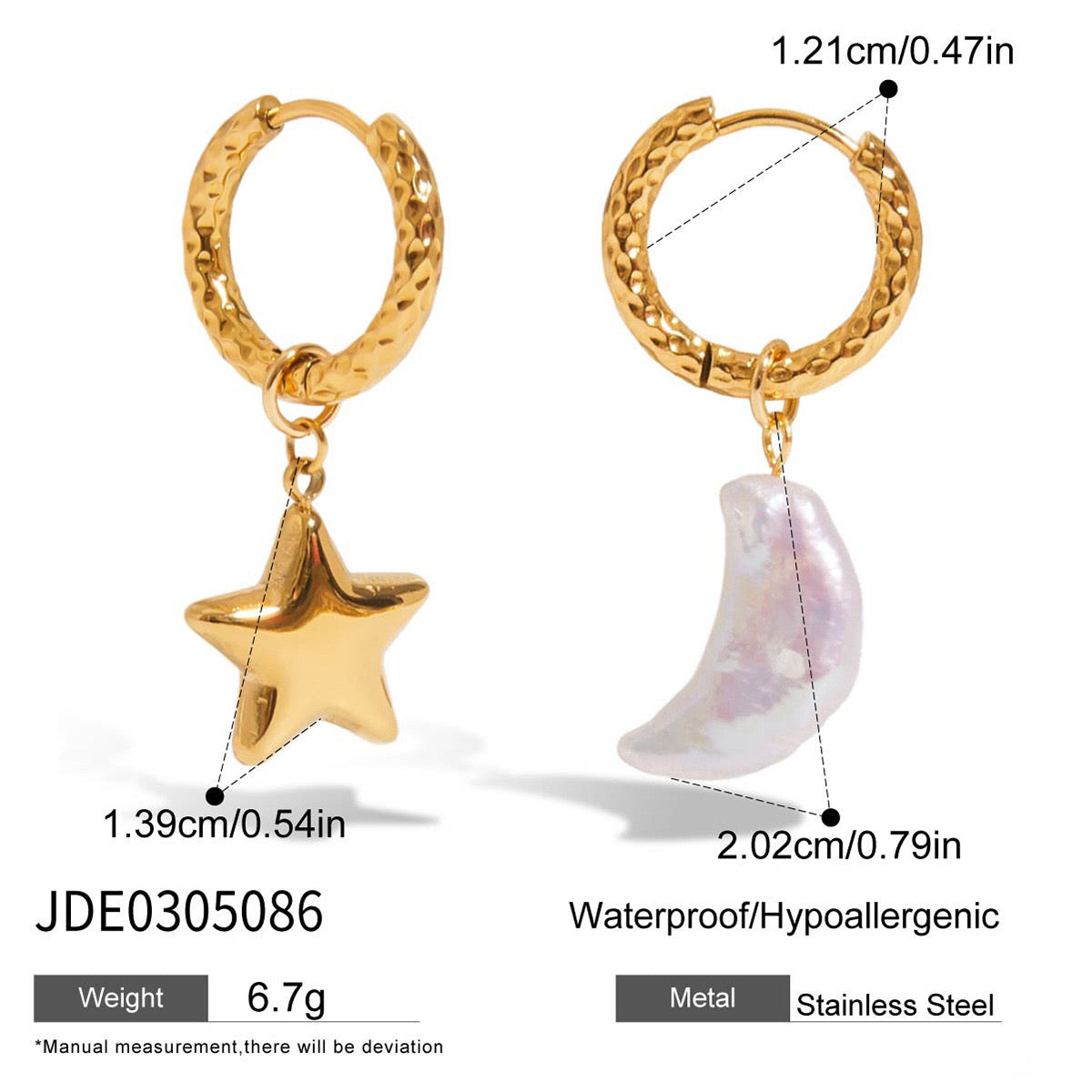 18K Gold Celestial Dream Star Pendant Pearl Moon Herringbone Chain Layered Necklace Set