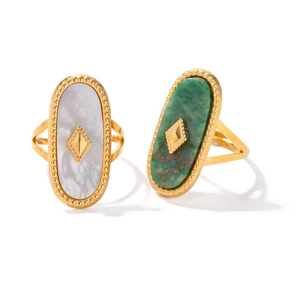 18K Gold Vintage Inspired Gemstone Statement Ring