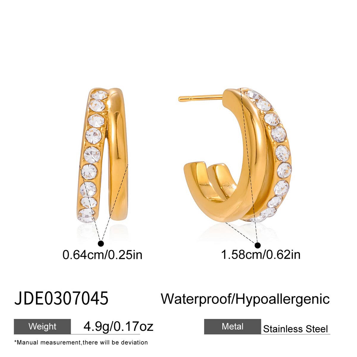 18K Gold Diamond Fever Huggie Earrings Ear Cuff Set