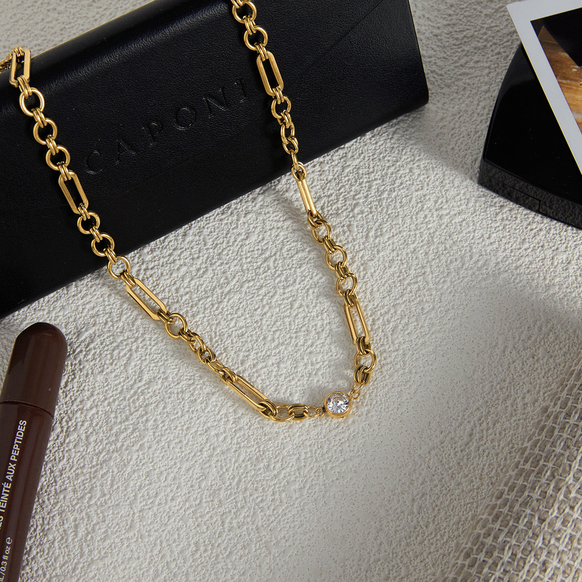 18K Gold One and Only Paperclip Circle Chain Long Necklace
