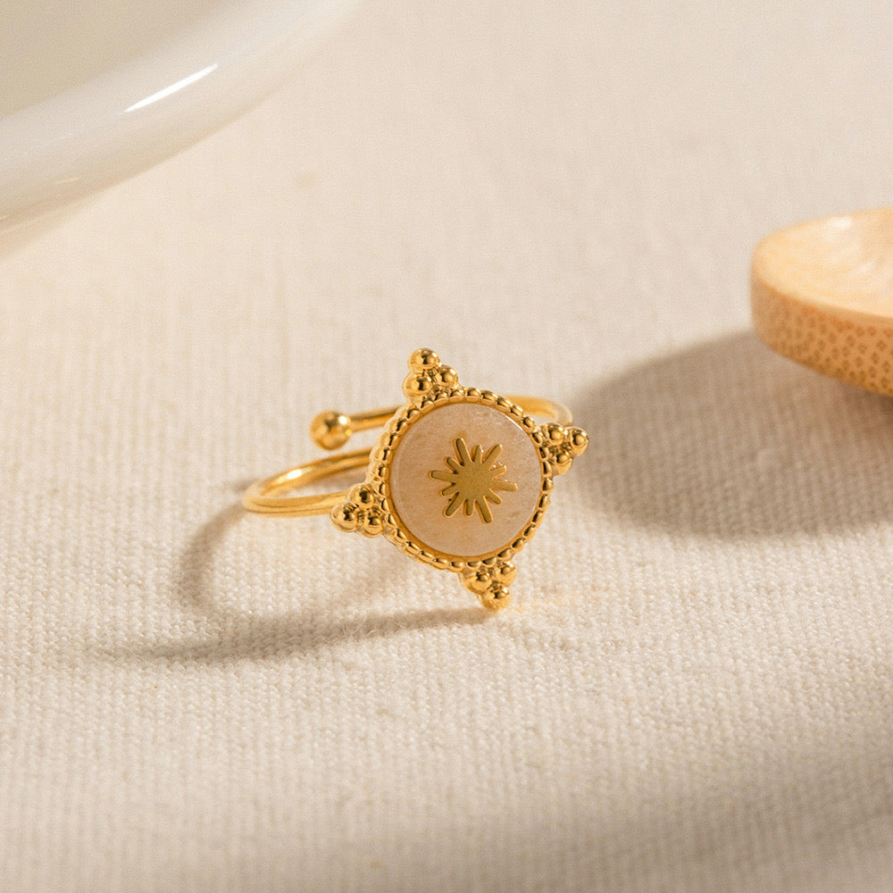 18K Gold Vintage Inspired Compass Ring